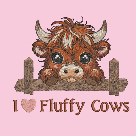 Highland Cow Sweatshirt I Love Fluffy Cows Embroidered Adult Unisex Crewneck - Picture 11 of 16